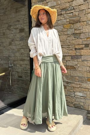 Made in Italy Songbird Bandeau Skirt Dress Khaki